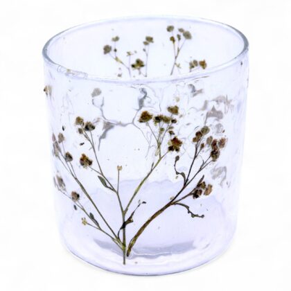 Portavelas de cristal floral natural - Margarita - (8x8 cm)