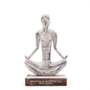 Yoga Mujer de Madera - Encalada - Postura Fácil - Inspira Espira Brillo