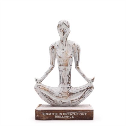 Mujer de Madera yoga - Encalada - Postura Fácil - Inspira Espira Brillo 25,5 cm.