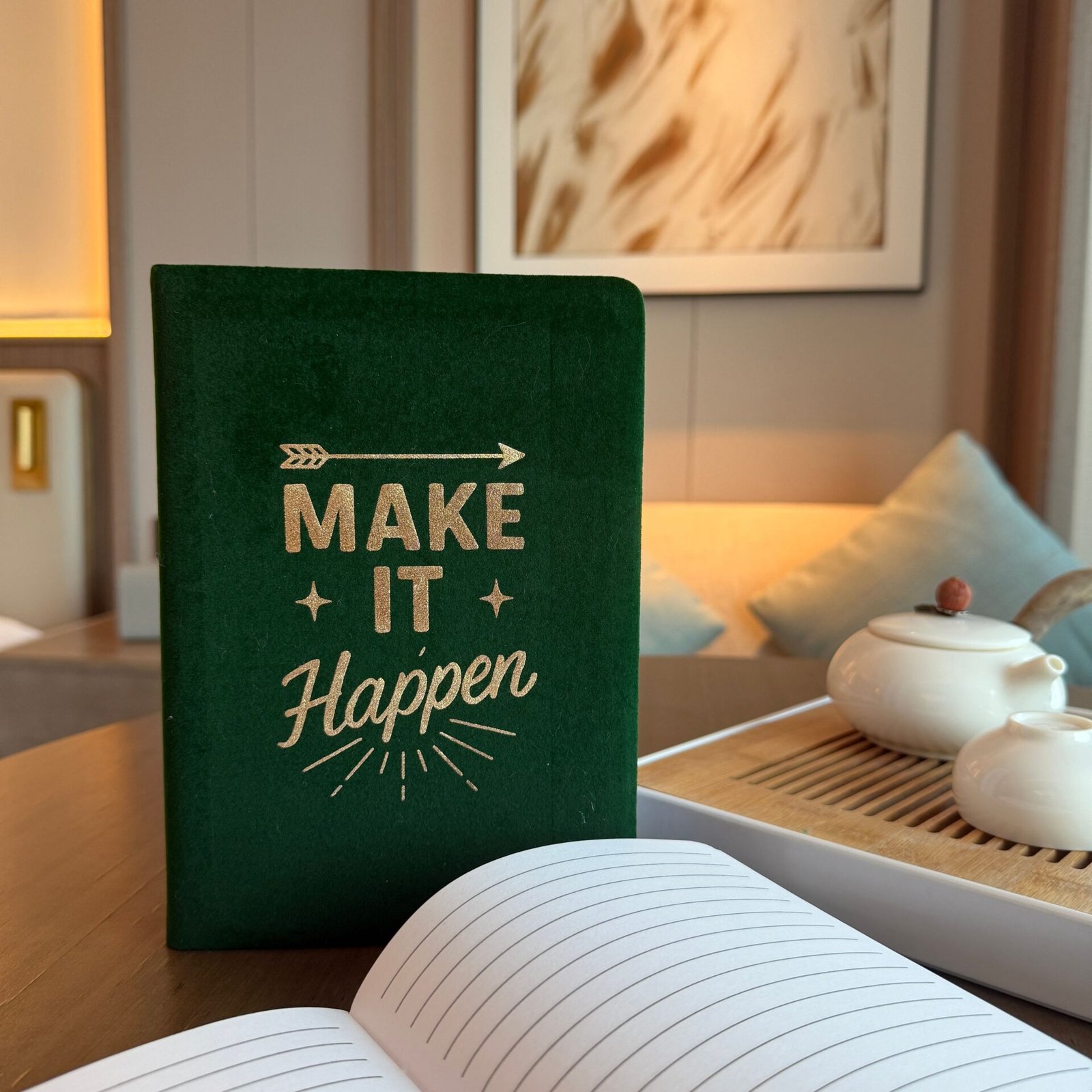 Cuaderno de terciopelo verde oscuro - 80 páginas - Haz que suceda - Imagen 3