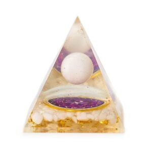 Pirámide de orgonita - Esfera de cuarzo flotante - Trozos de cuarzo 7x6 cm.