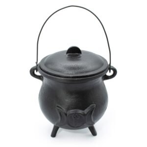 Extragrande Caldero de hierro fundido con Triple Luna 23x18 cm (al menos 4 kg)