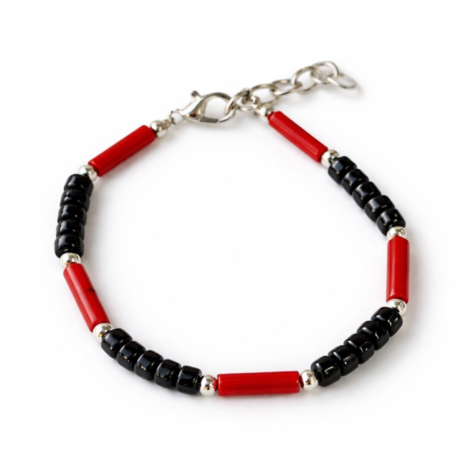 Conjunto de Collar con colgante Om nepalí de ónix y coralita 50 cm. y pulsera 17 cm. - Imagen 2