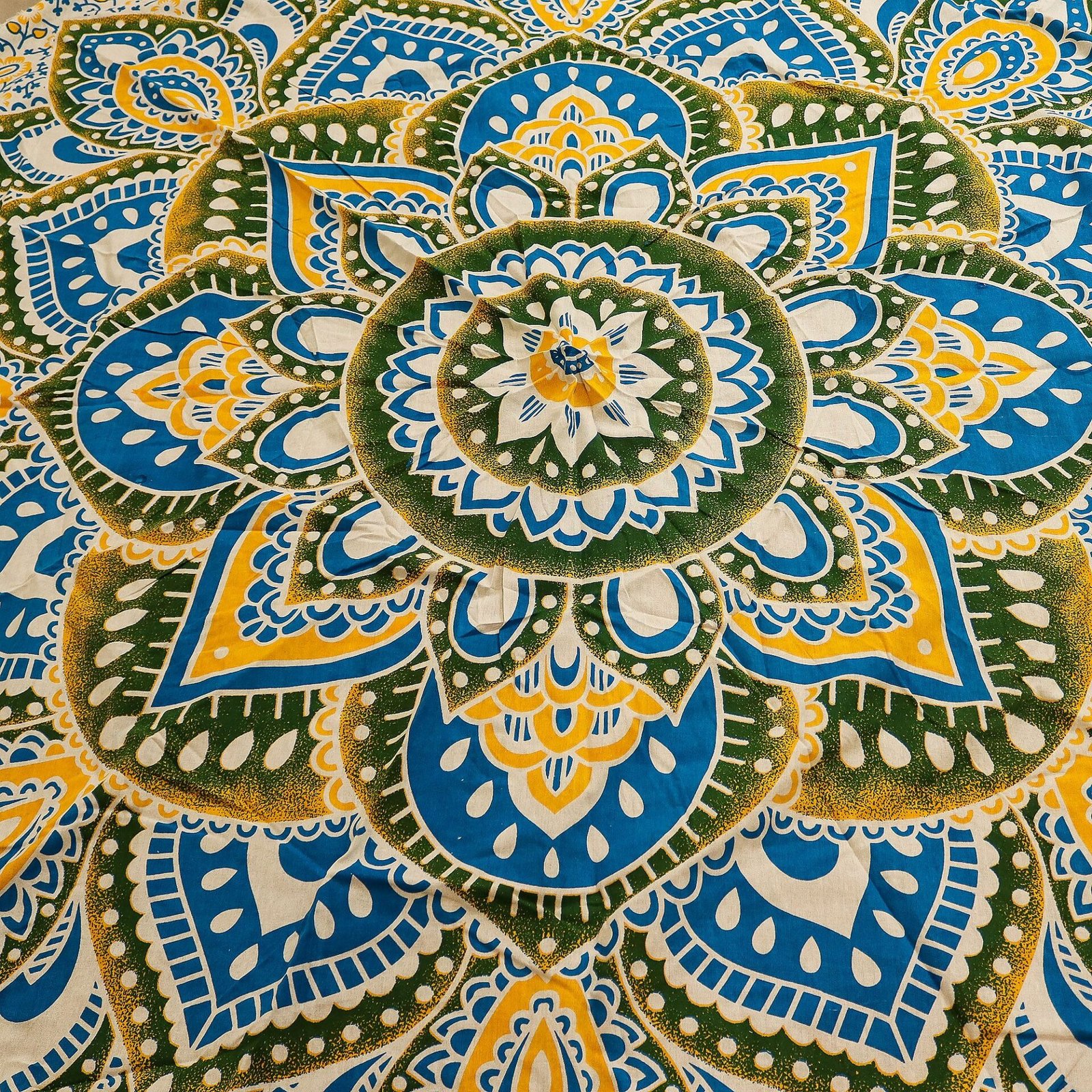 Gran Mandala Roundy Arte (180 cm) - Amarillo y Azul - Imagen 3