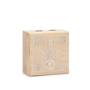 Caja Cuadrada Pequeña 10x10x4,2cm - Hamsa Blanco