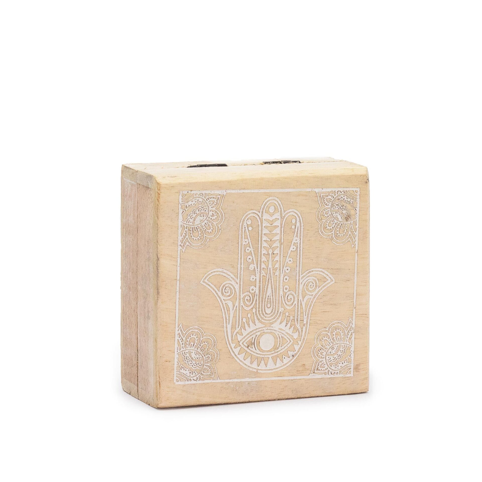 Caja Cuadrada Pequeña 10x10x4,2cm - Hamsa Blanco