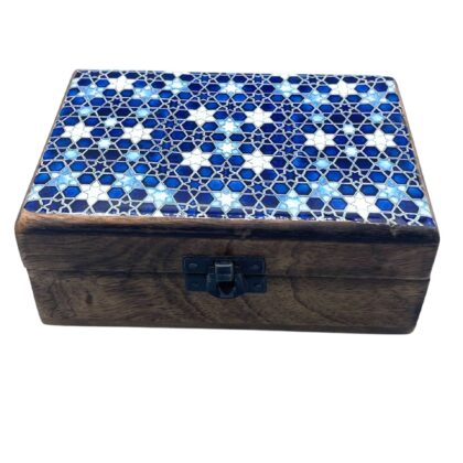 Caja Esmaltada Mediana - 15x10x6cm - Estrellas Azules