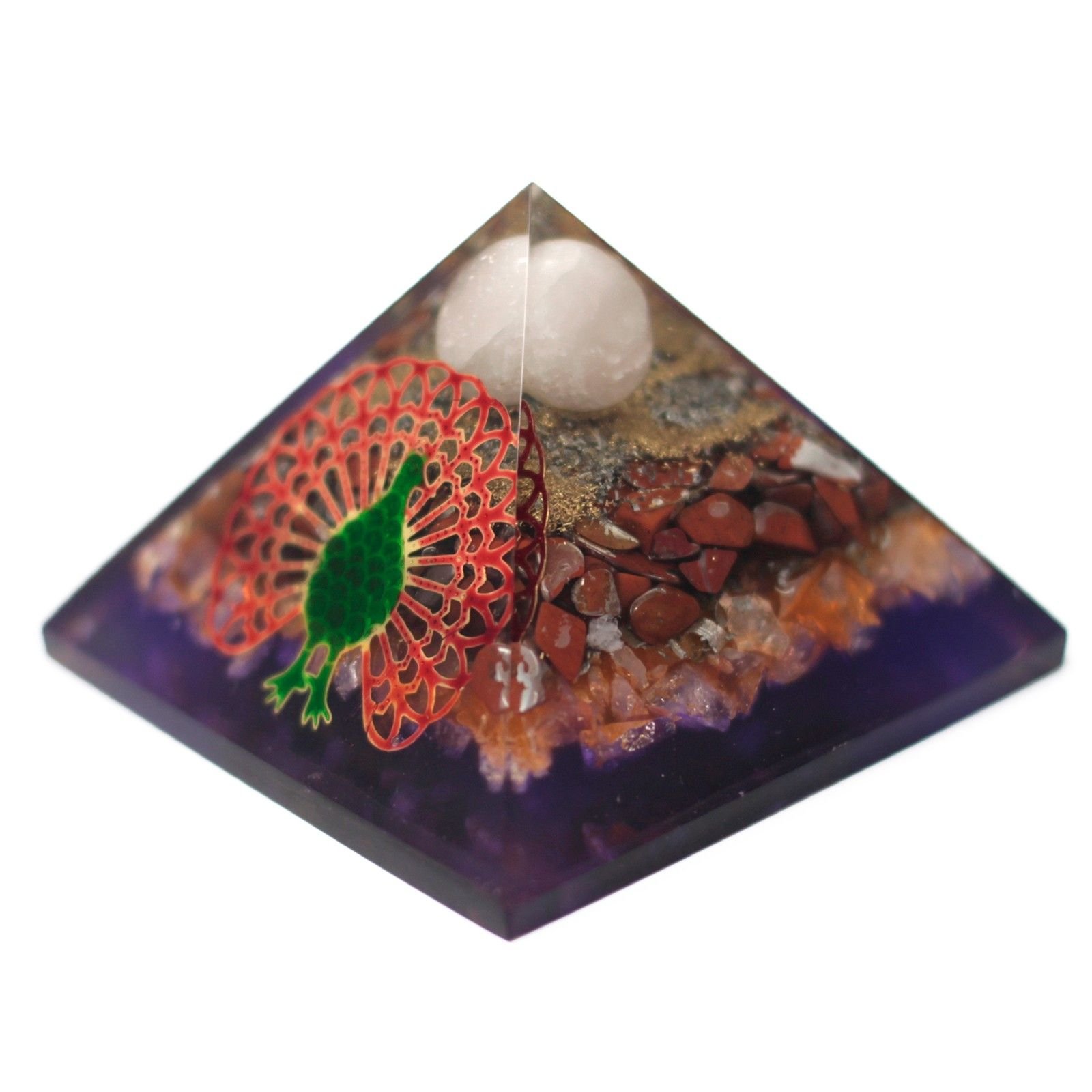 Pirámide de Orgonita - Pavo real (base de tierra) 70 mm. - Imagen 3