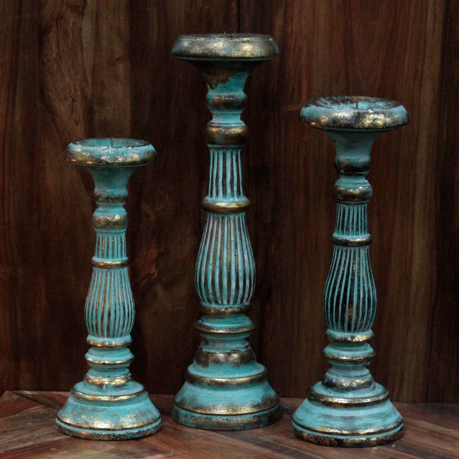 Soporte de vela grande - Turquois Gold - Imagen 3