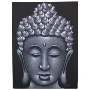 Cuadro de Buda - Acabado en Gris y Arena