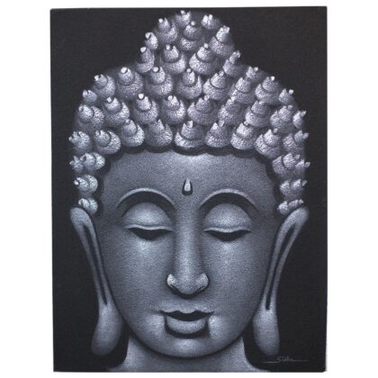 Cuadro de Buda - Acabado en Gris y Arena 80x60 cm.