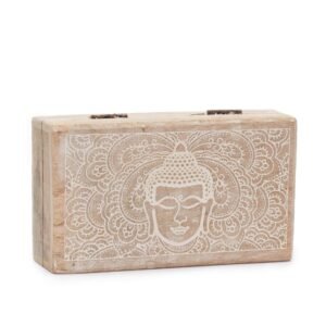 Caja cuadrada mediana 17x10x4,2cm - Cara Buda Blanco