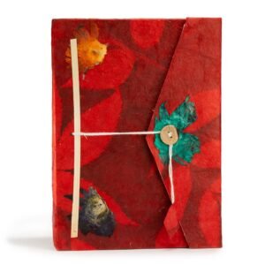Lokta Bold Floral Notebook – Grande (21x15cm) – 45 hojas – Incluye marcador – rubí