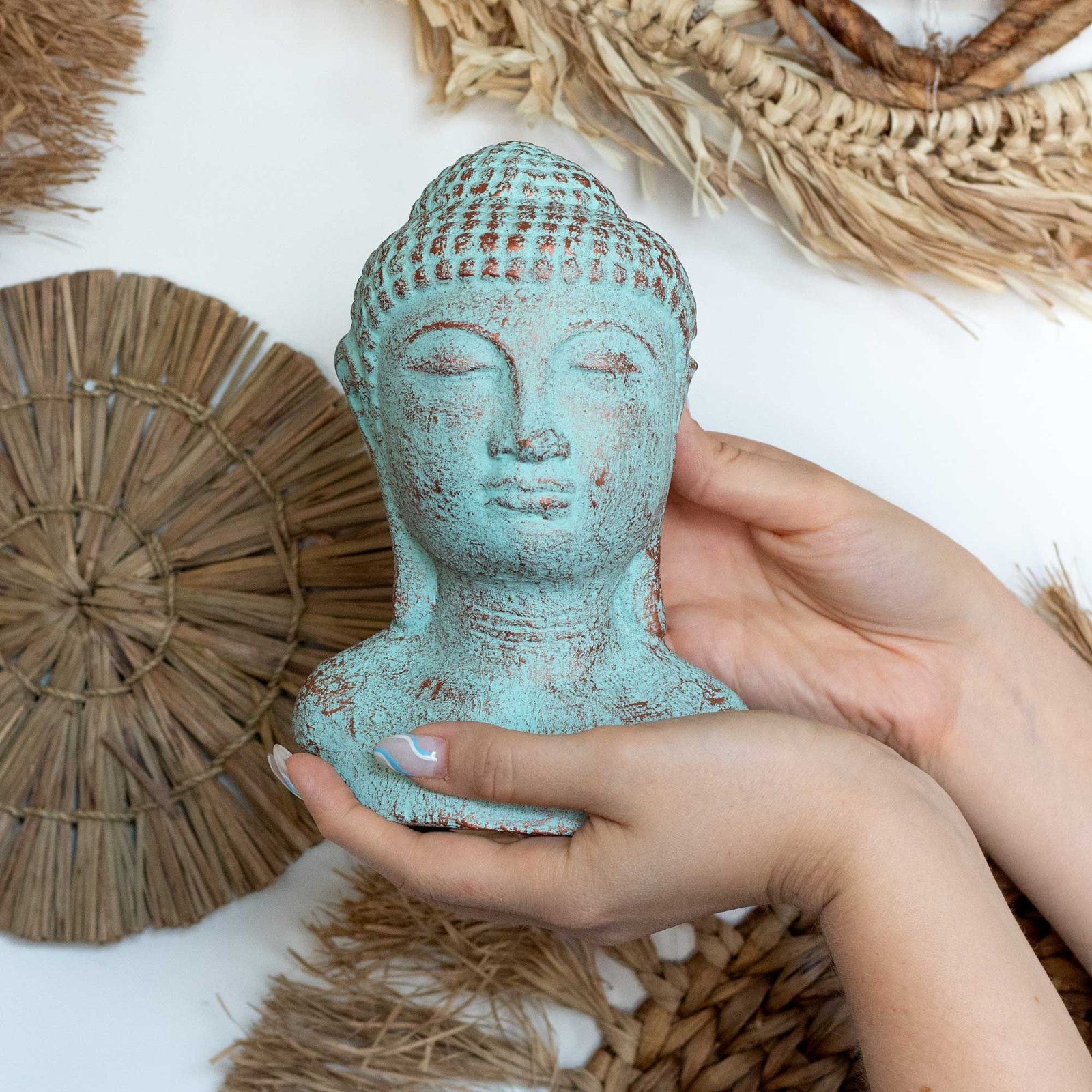 Cabeza de Buda Tranquilidad - Cobre verde - Imagen 5