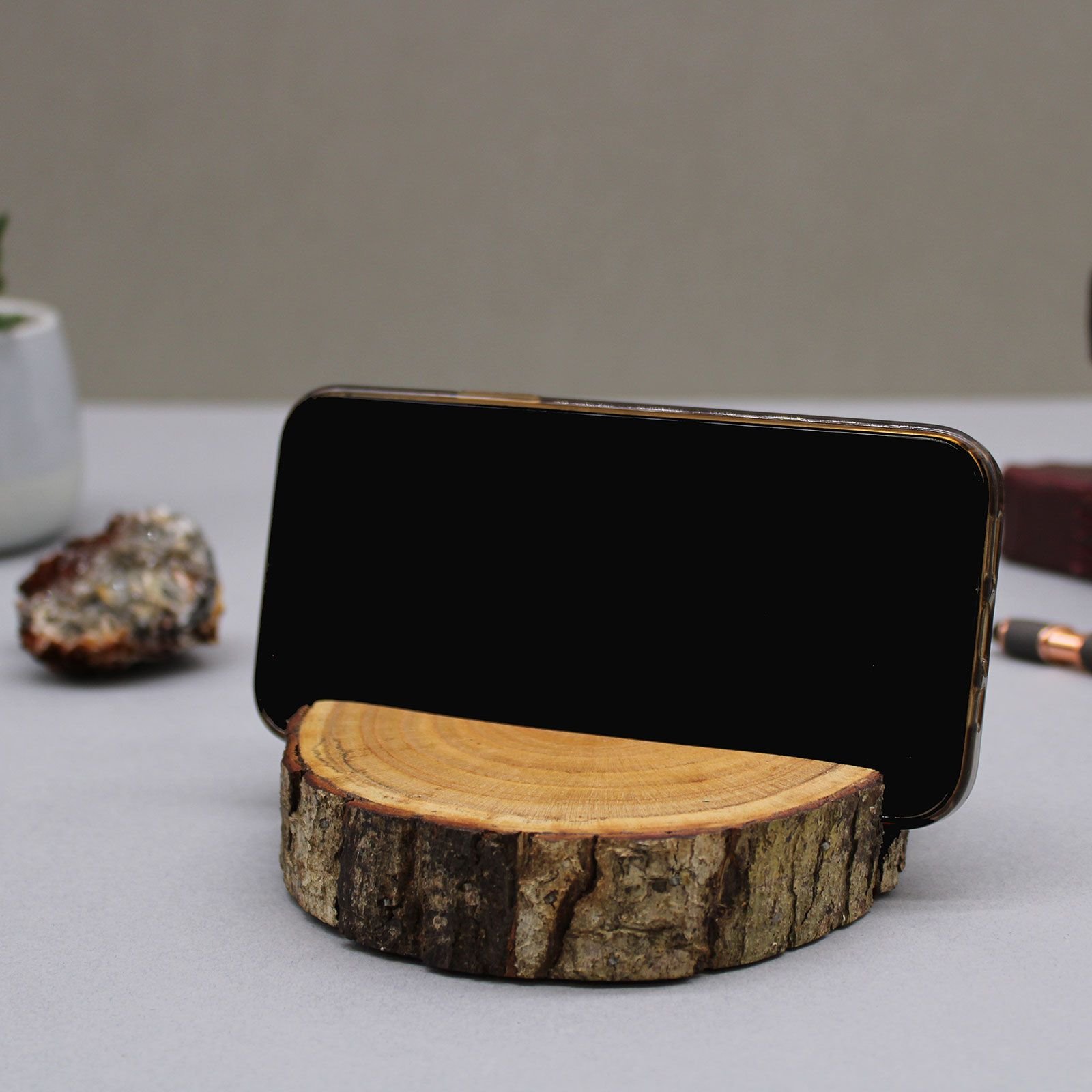 Small Log Phone Holder (full slice) - Natural - Imagen 5