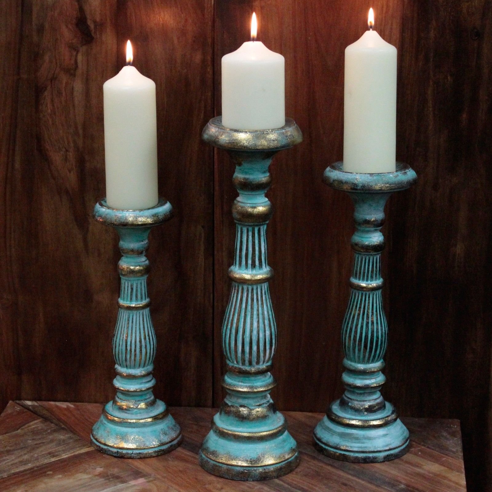 Soporte de vela grande - Turquois Gold - Imagen 2