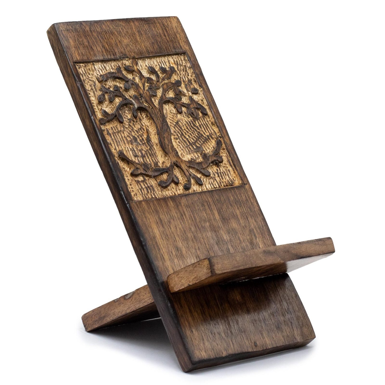 Soportes de teléfono de madera tallada - Árbol de la Vida 20x9,5cm - Imagen 2