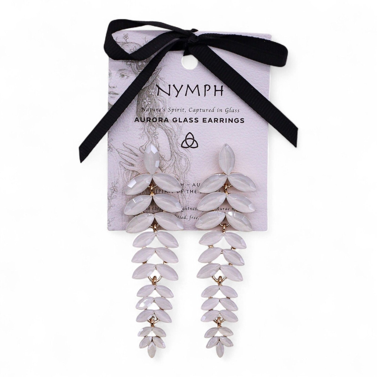 Pendientes de Cristal Vintage - Largo - Perla - Imagen 3