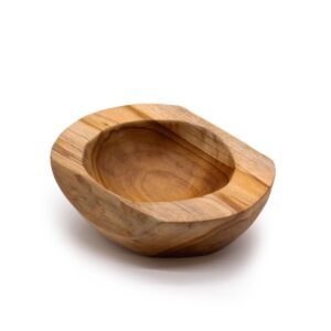 Cuenco mediano de madera de teca con forma natural - 20x7cm