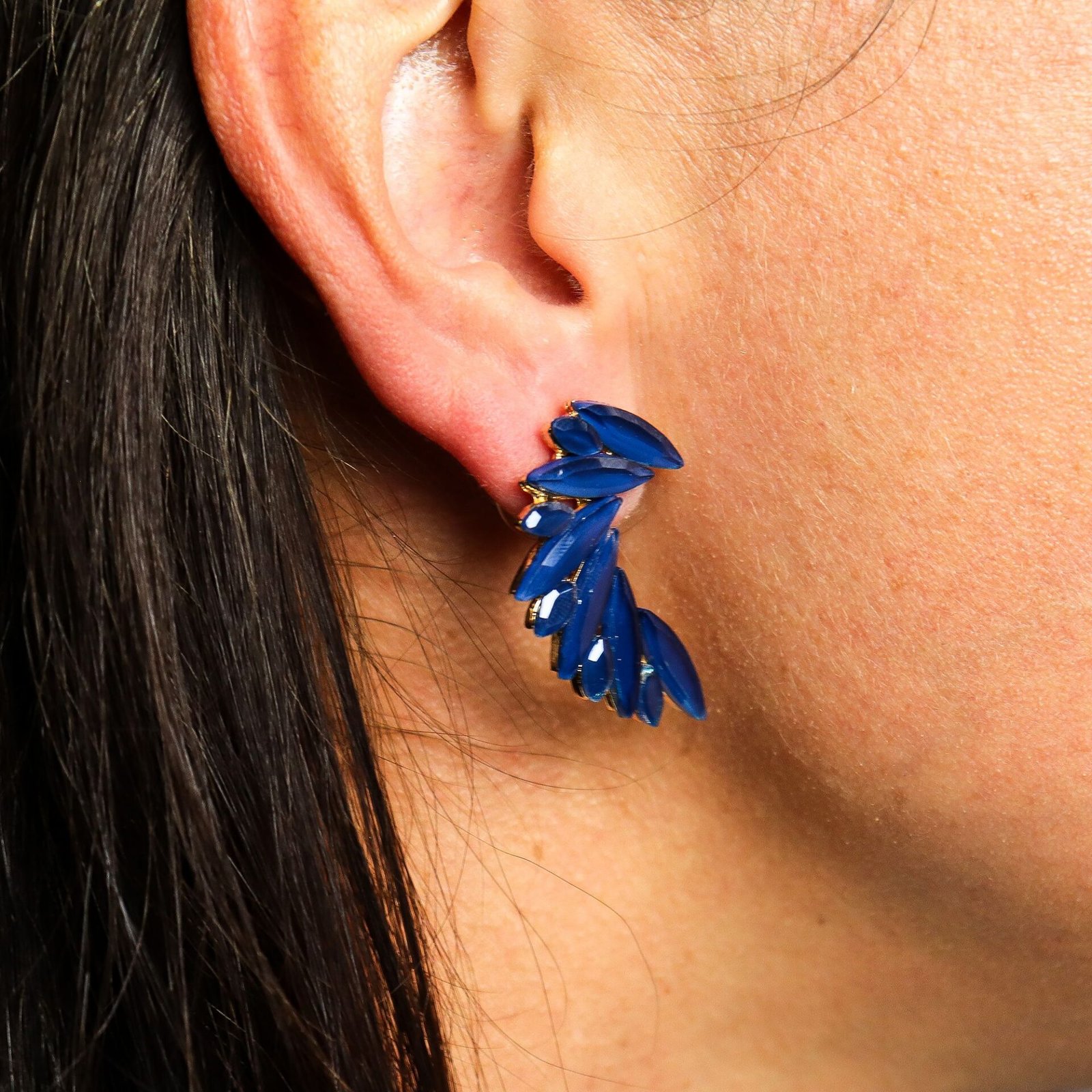 Pendientes de Cristal Vintage - Alas de ángel - Azul - Imagen 2