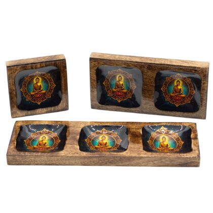 Conjunto de bandejas esmaltadas de mango - Buda