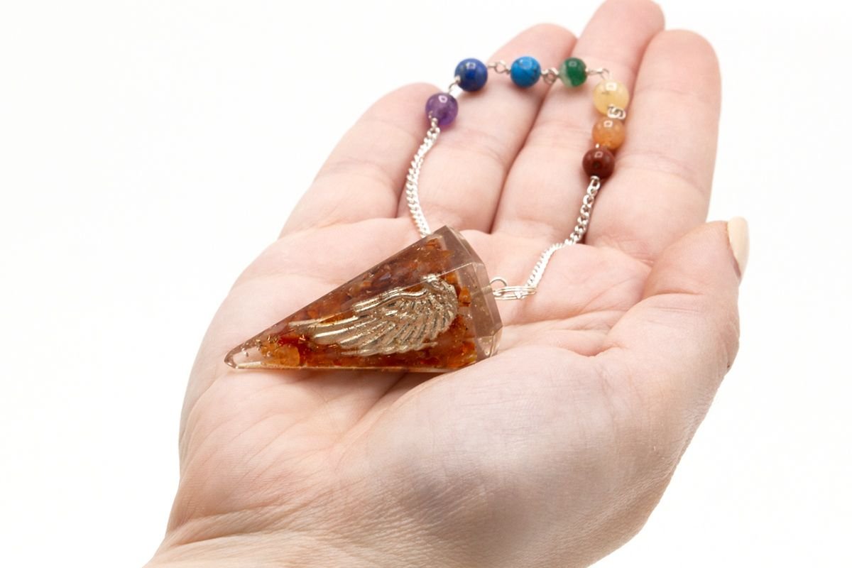 Péndulo del Chakra del Poder de Orgonita - Ala de Ángel - Imagen 2