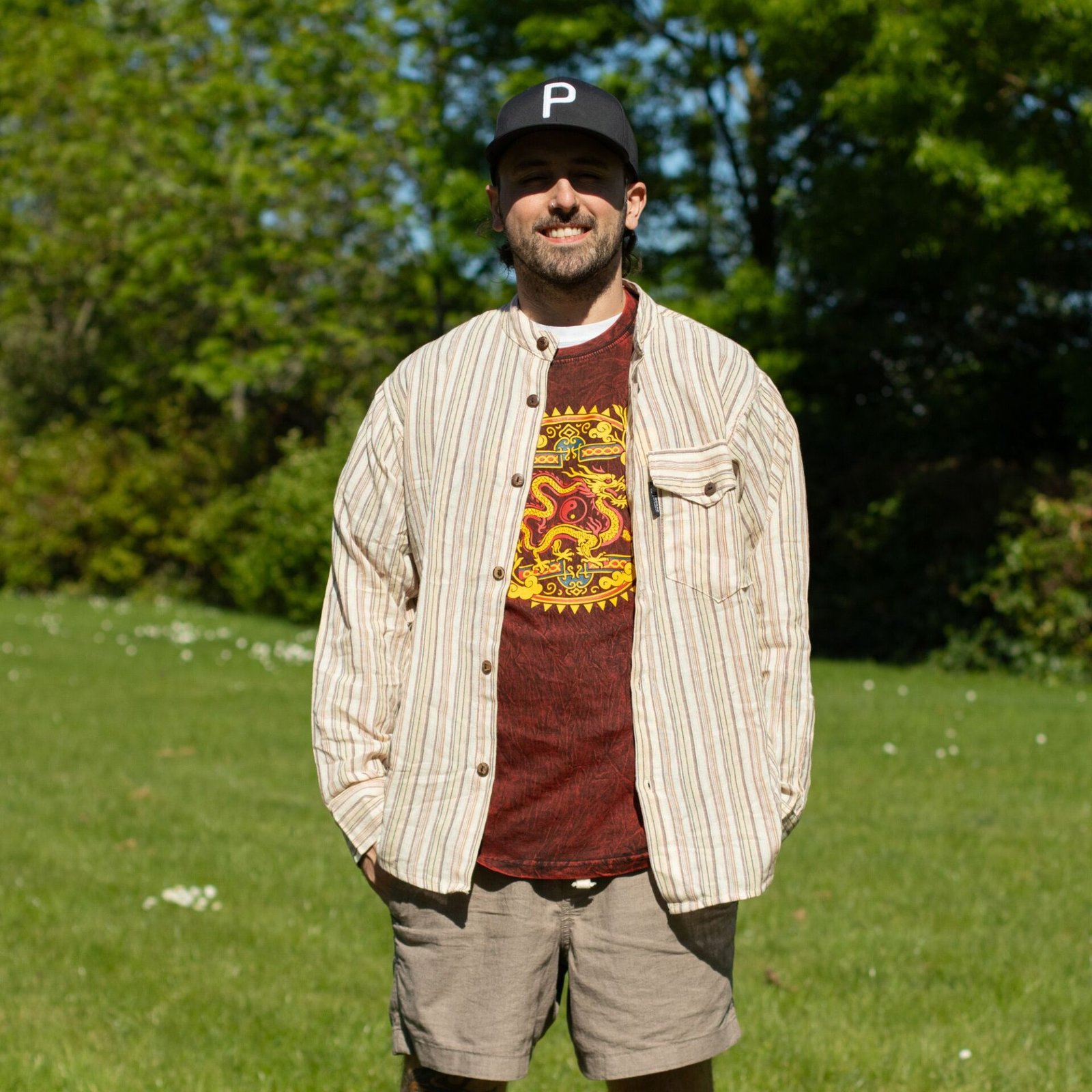 Nomad Sari Camiseta de algodón lavado a la piedra - Mandala de dragón - granate - Grande - Imagen 3