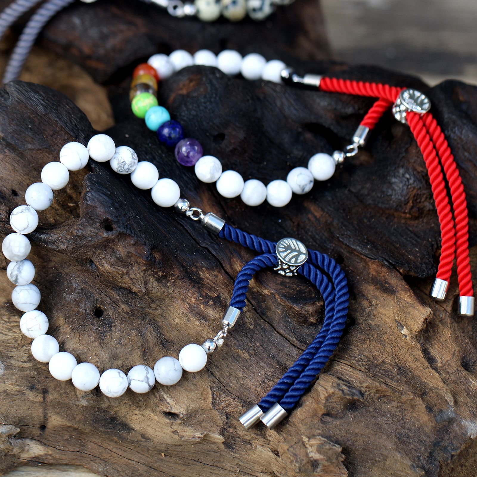 Pulsera de hilo gris con Jáspe Dálmata - Imagen 2