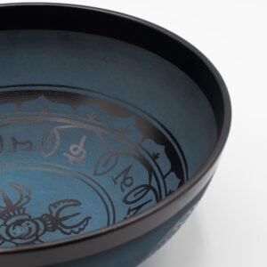 Gran cuenco tibetano de aluminio - diseño tibetano de doble Dorjy - azul (27 cm)