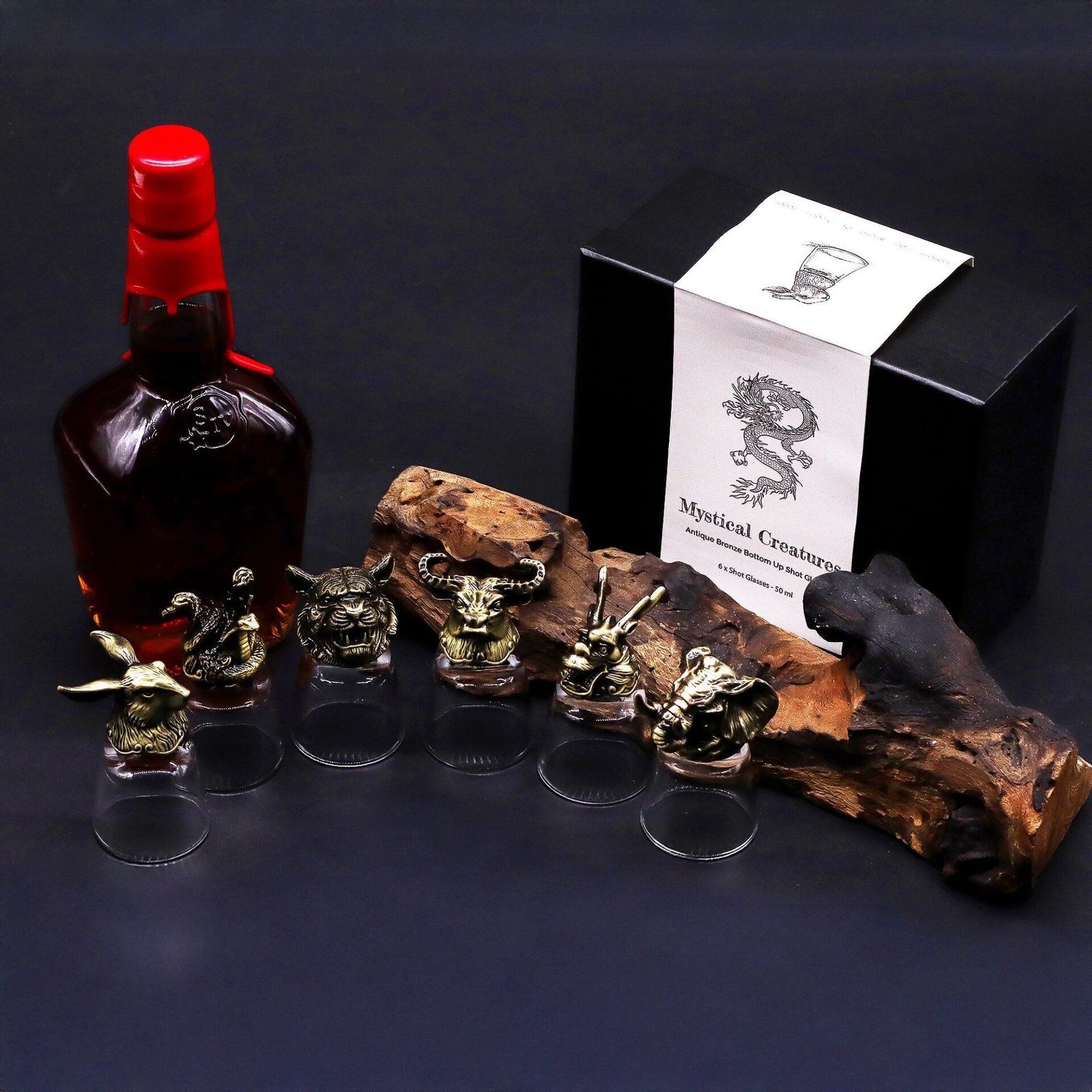 6 vasos de chupito (50 ml) - Criaturas Salvajes del Bosque - Bronce antiguo - Imagen 6