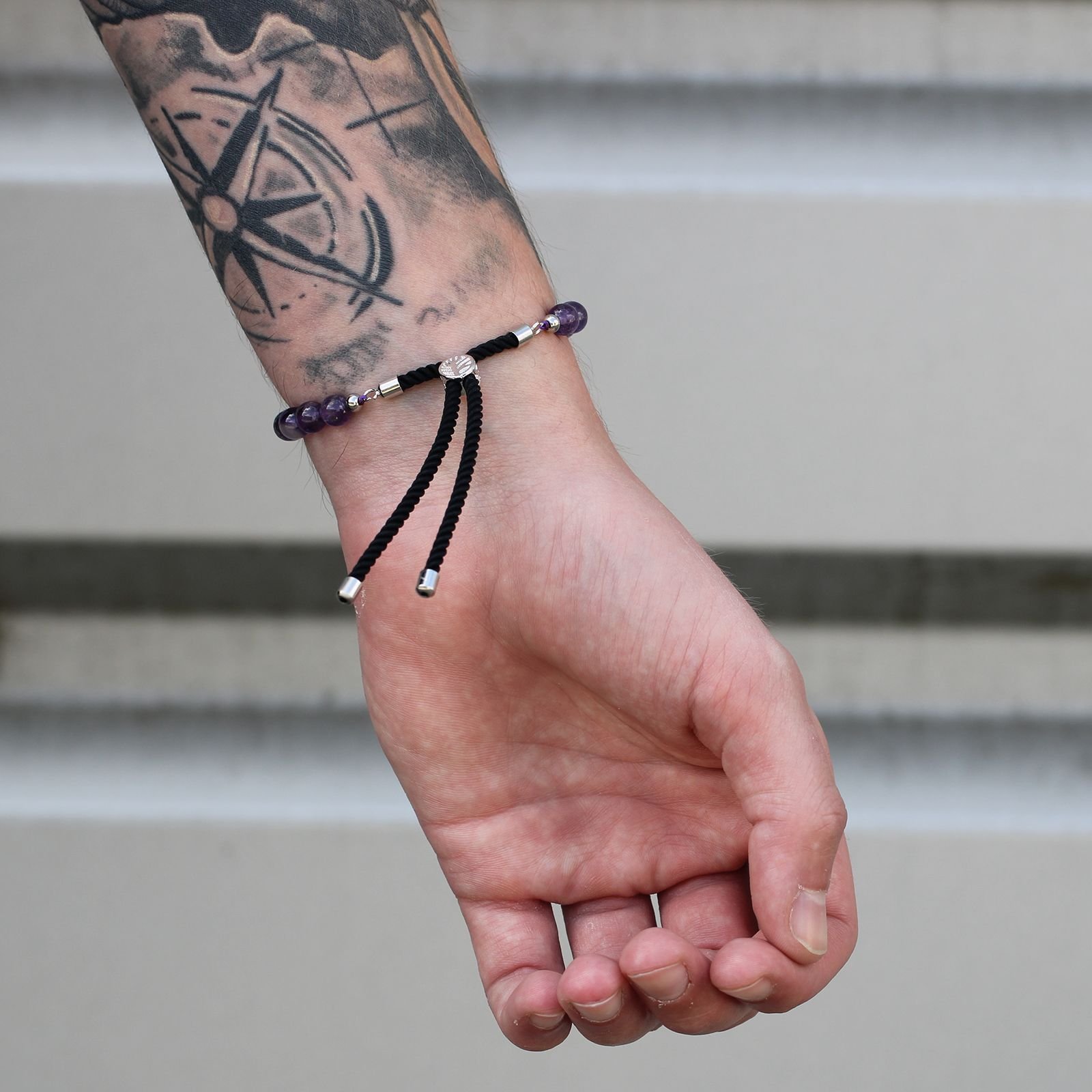 Pulsera de hilo gris con Jáspe Dálmata - Imagen 7