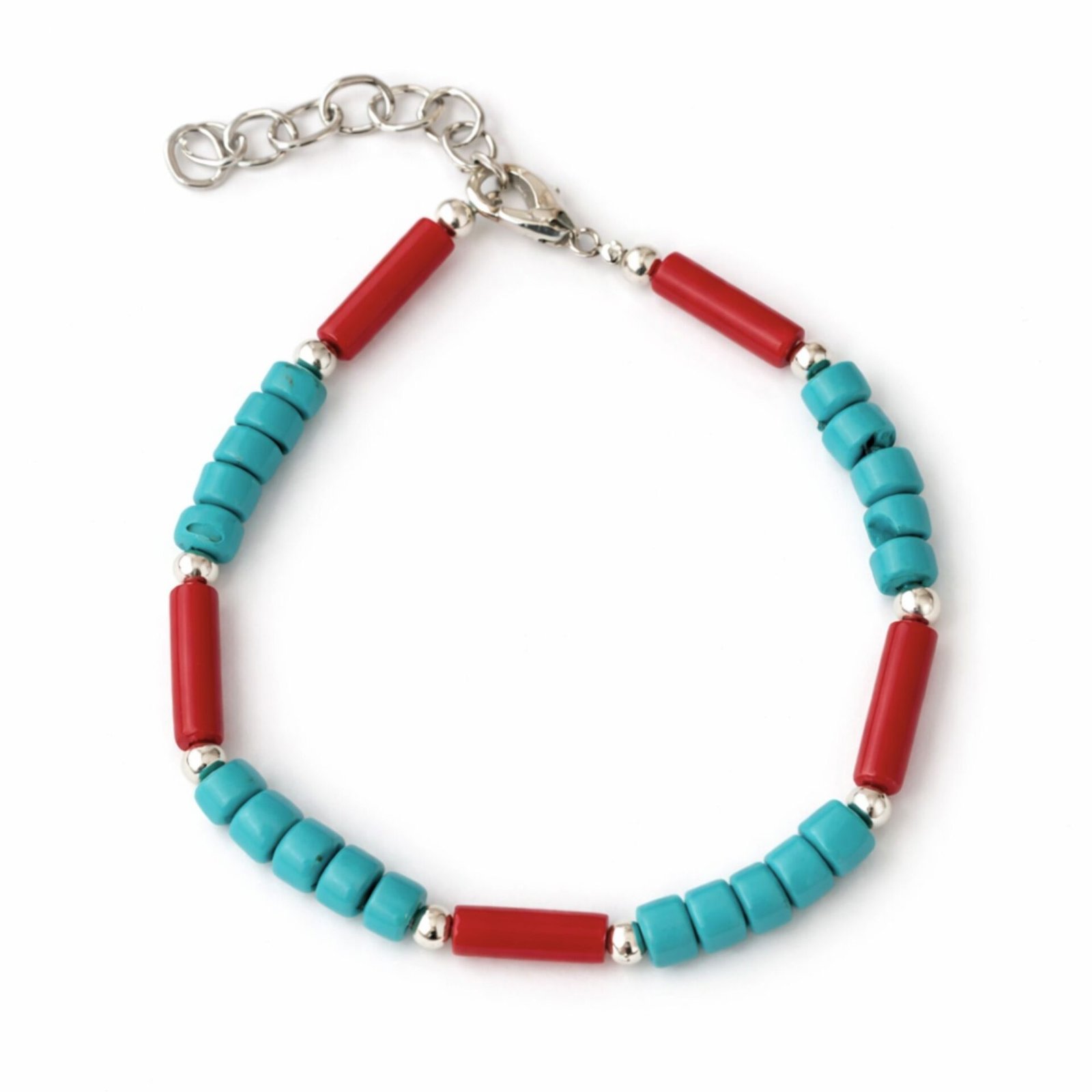 Collar Nepalí con cuentas tribales turquesa y coralita - (50 cm) y pulsera - (17 cm) conjunto - Imagen 4