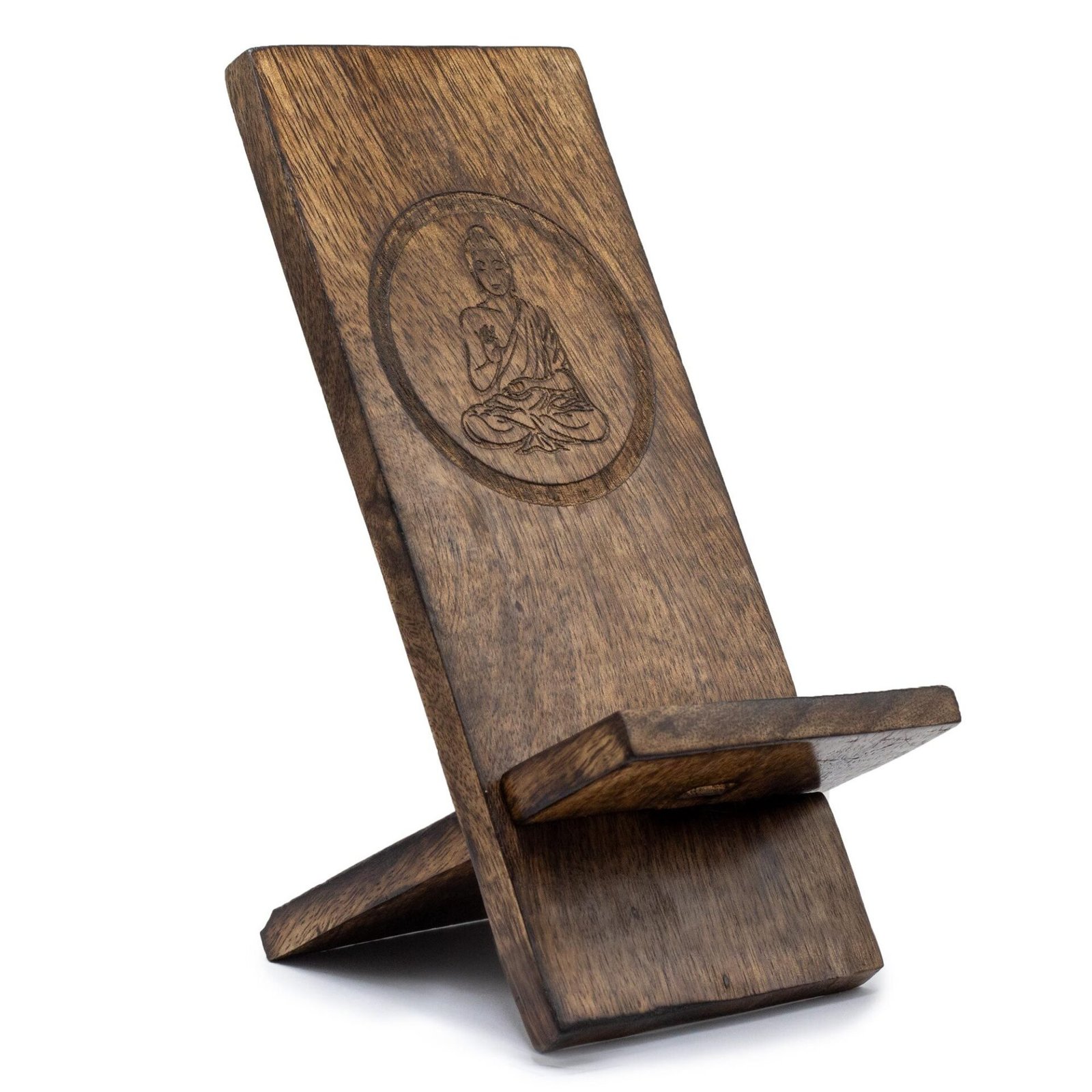 Soportes de teléfono de madera tallada - Buda 20x9.5cm - Imagen 2