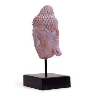 Cabeza de Buda Serenidad Grande sobre Soporte - Cobre Azul