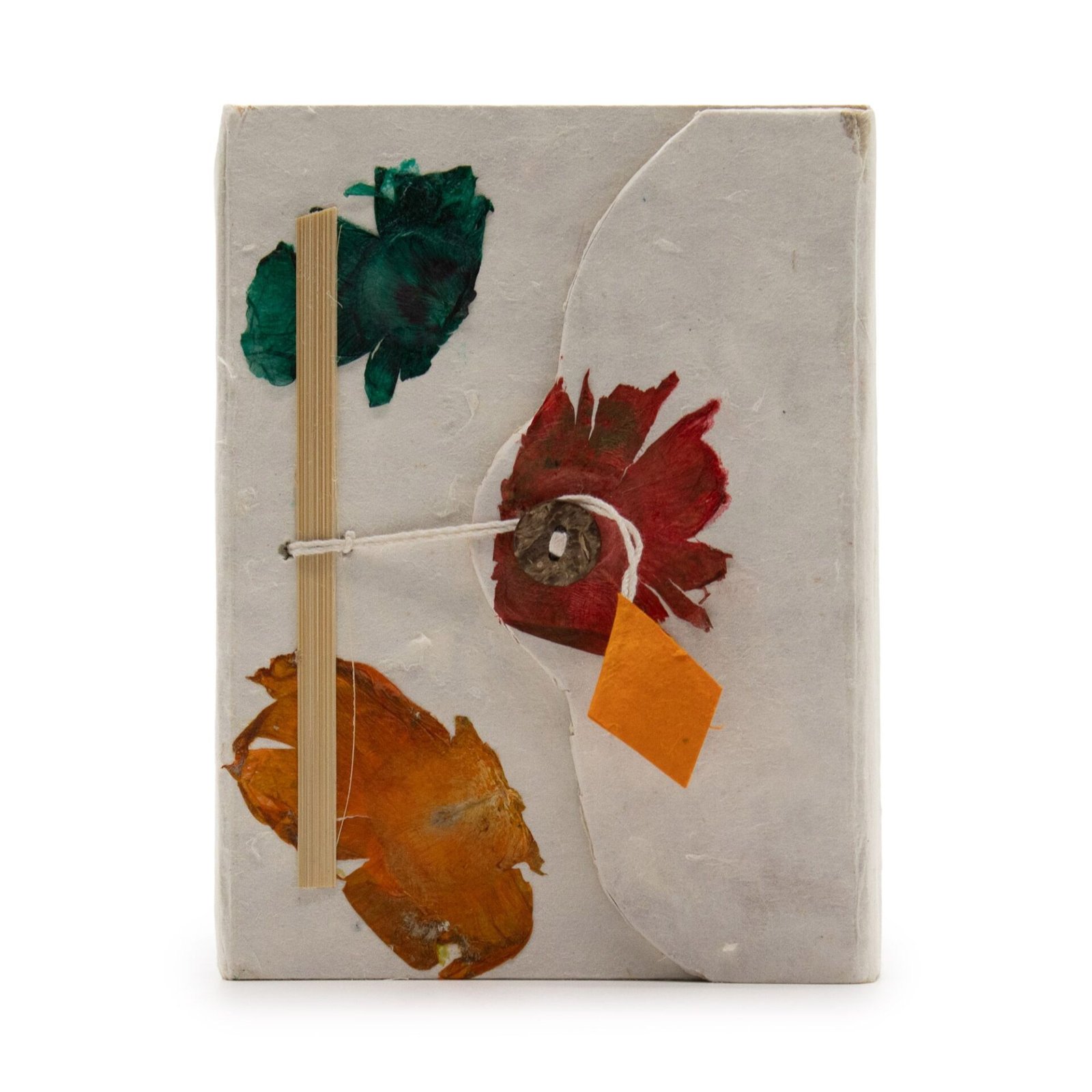 Cuaderno de Lokta mediano con cierre de botón (15x12 cm) - 45 hojas - Diseño floral auténtico del Himalaya