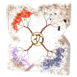 Orgonita de oficina - Cobre con diseño 4 arboles - 10x10 cm.