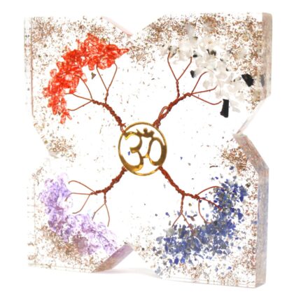 Orgonita de oficina - Cobre con diseño 4 arboles  - 10x10 cm.