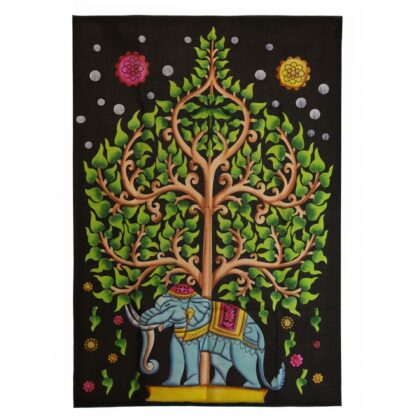Tapiz de algodón (70x110 cm) - Elefante y Árbol de la Vida