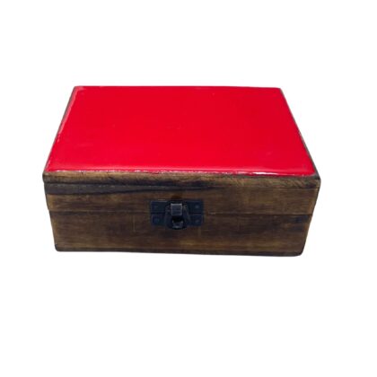 Caja Esmaltada mediana- 15x10x6cm - Roja