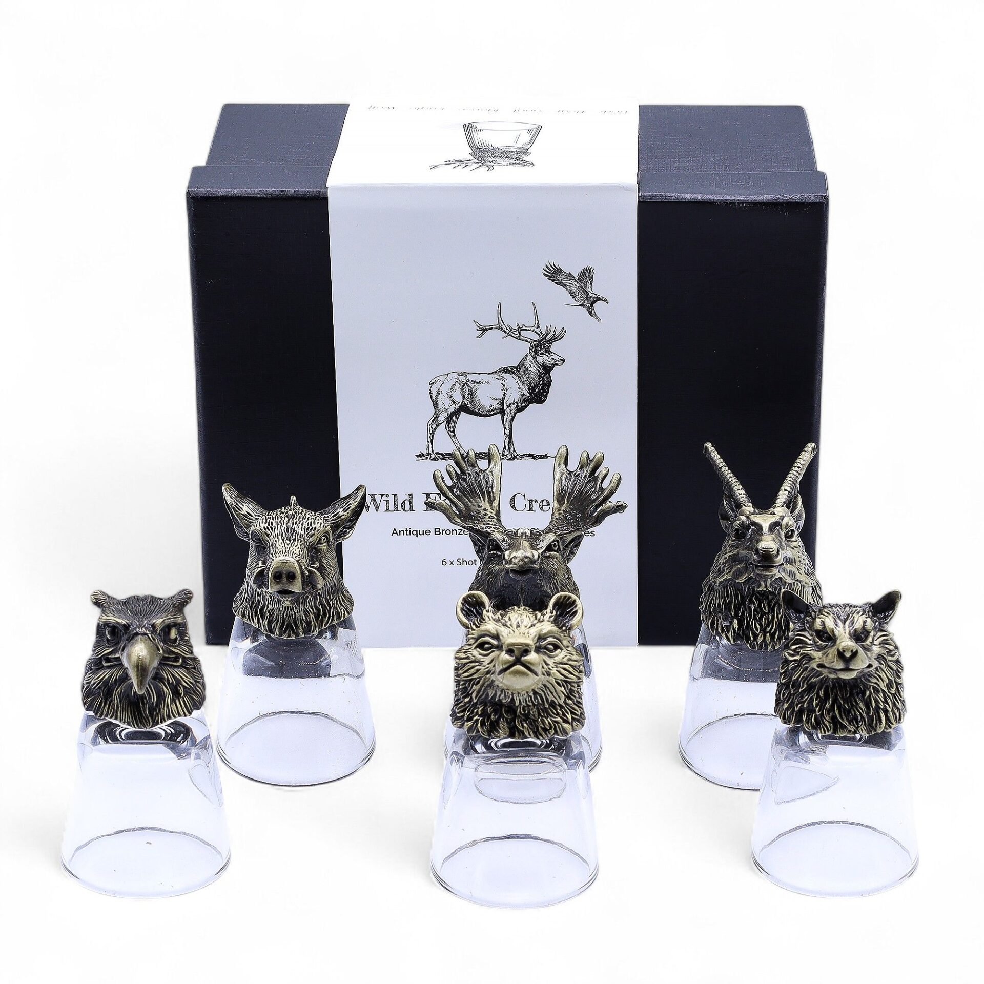 6 vasos de chupito (50 ml) - Criaturas Salvajes del Bosque - Bronce antiguo - Imagen 3