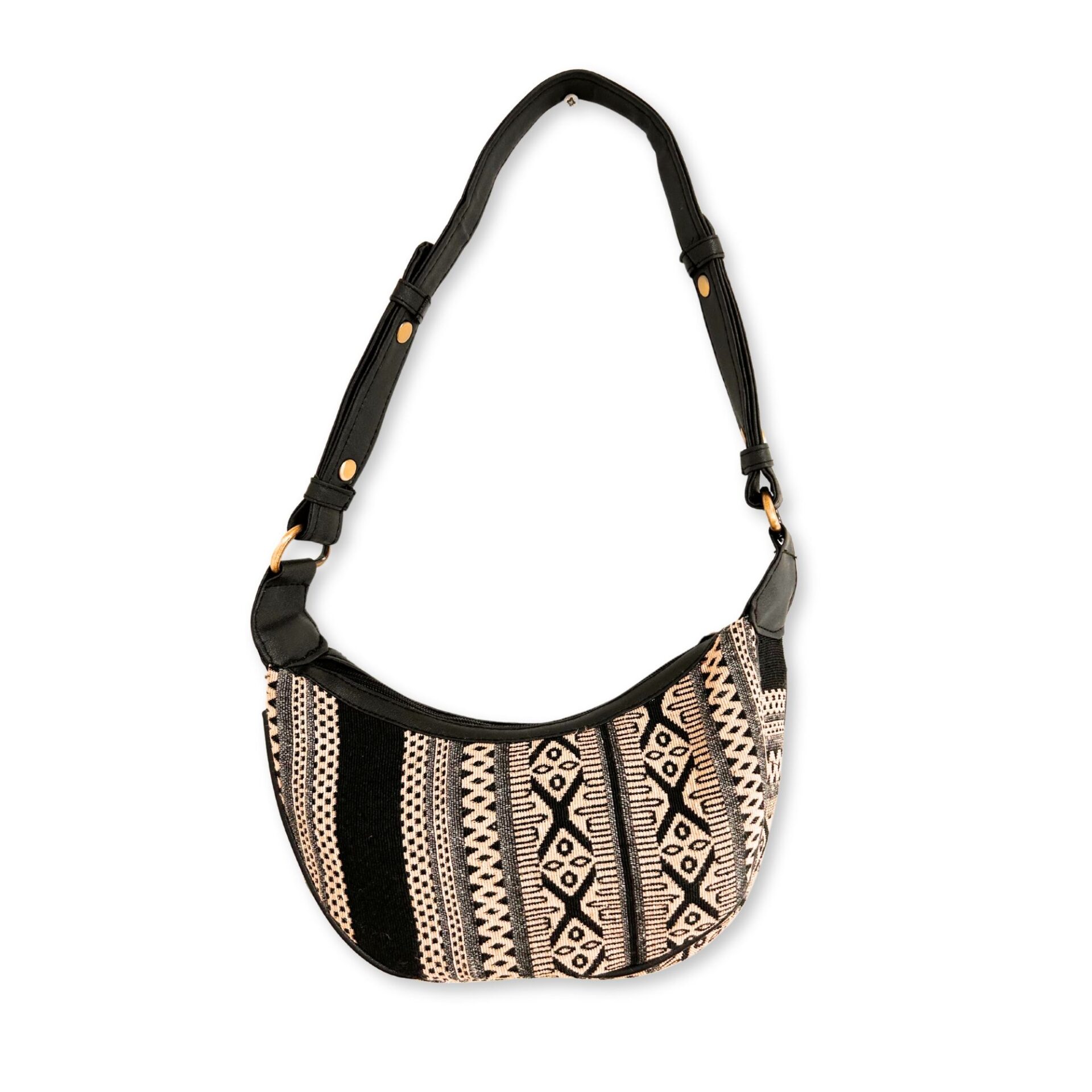 Bolso Hobo de Jacquard - Gris Metro (correa negra) - Imagen 4
