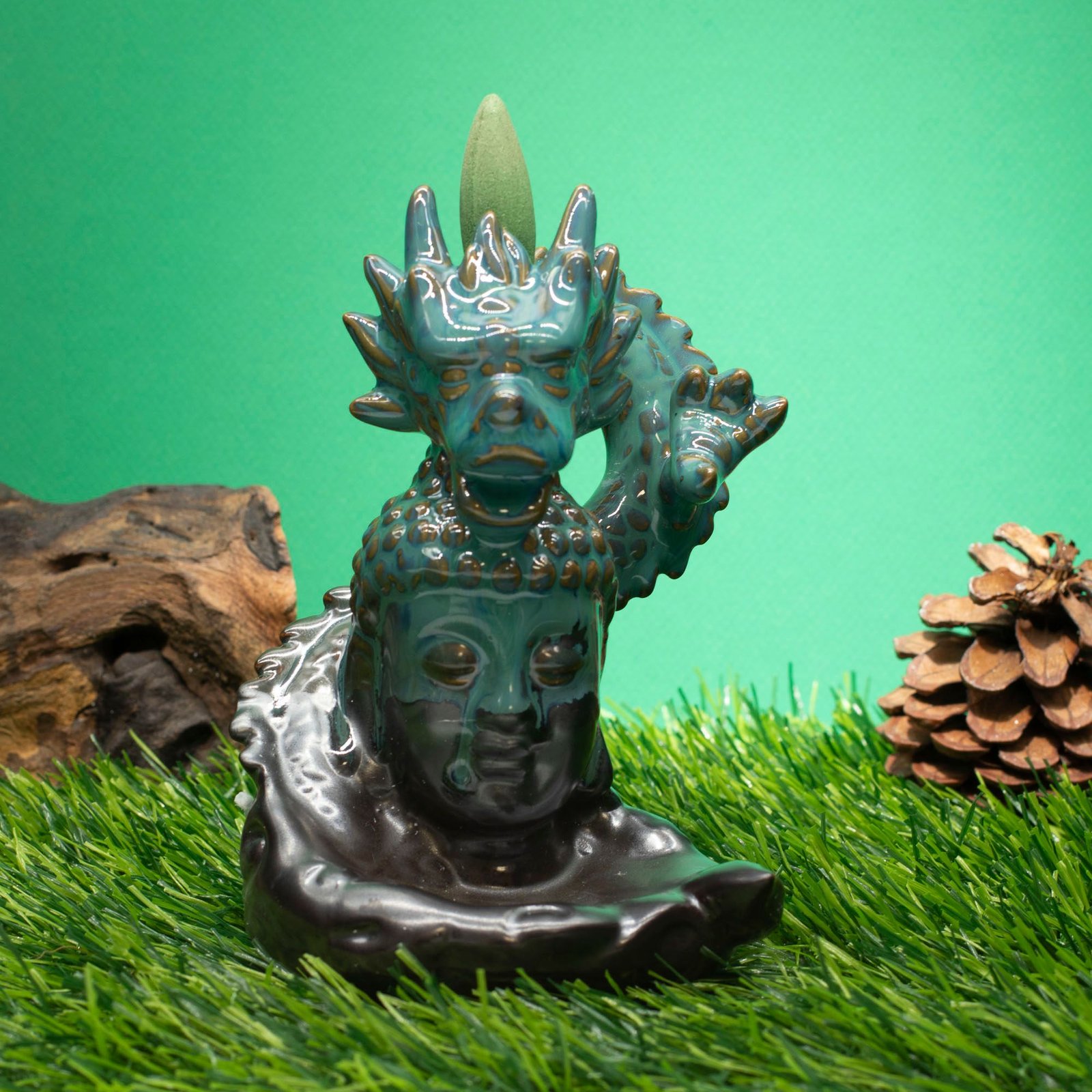 Quemador de incienso de flujo inverso - Dragón sobre Buda - Imagen 2