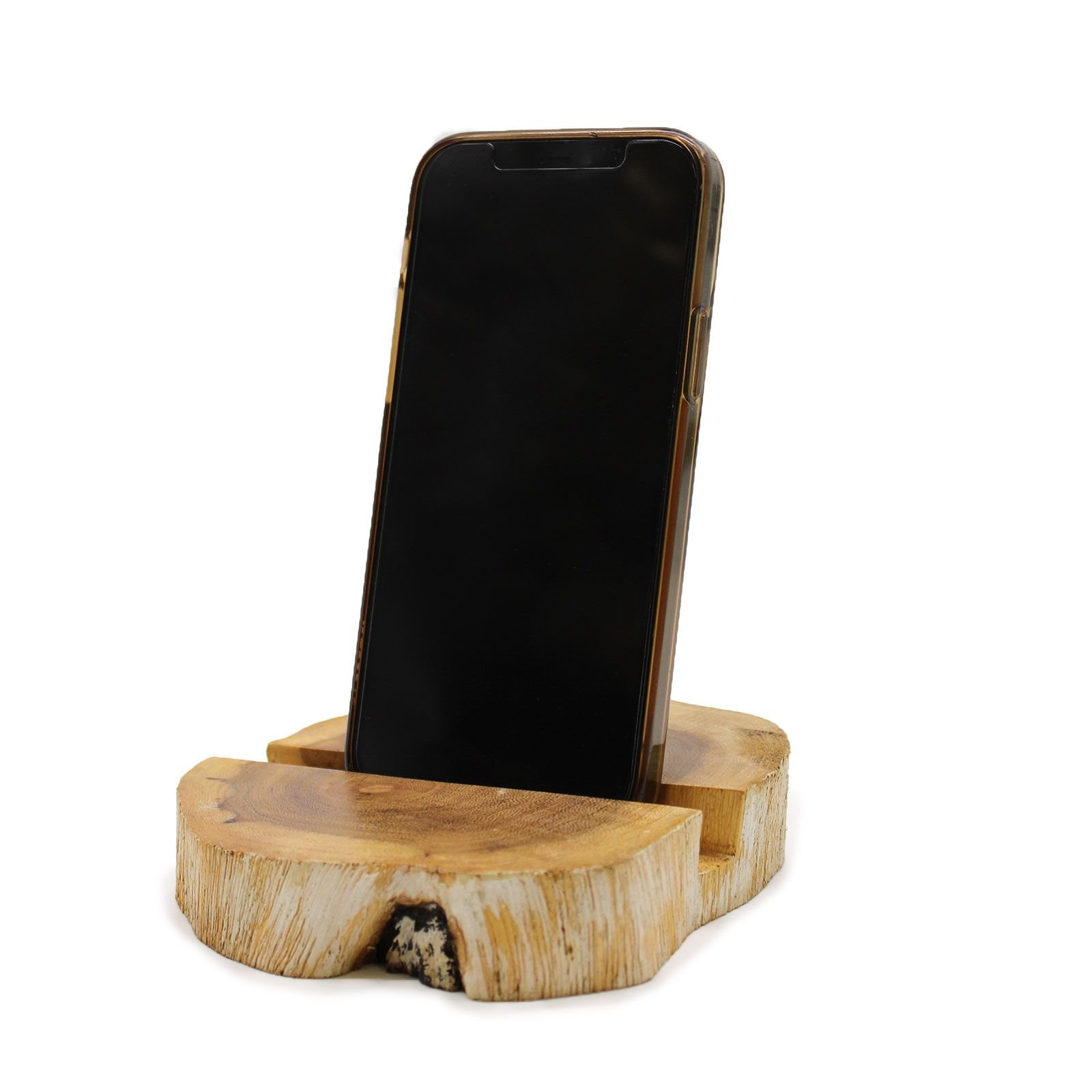 Lrg Gamal Wood Phone Holder - Whitewash - Imagen 7