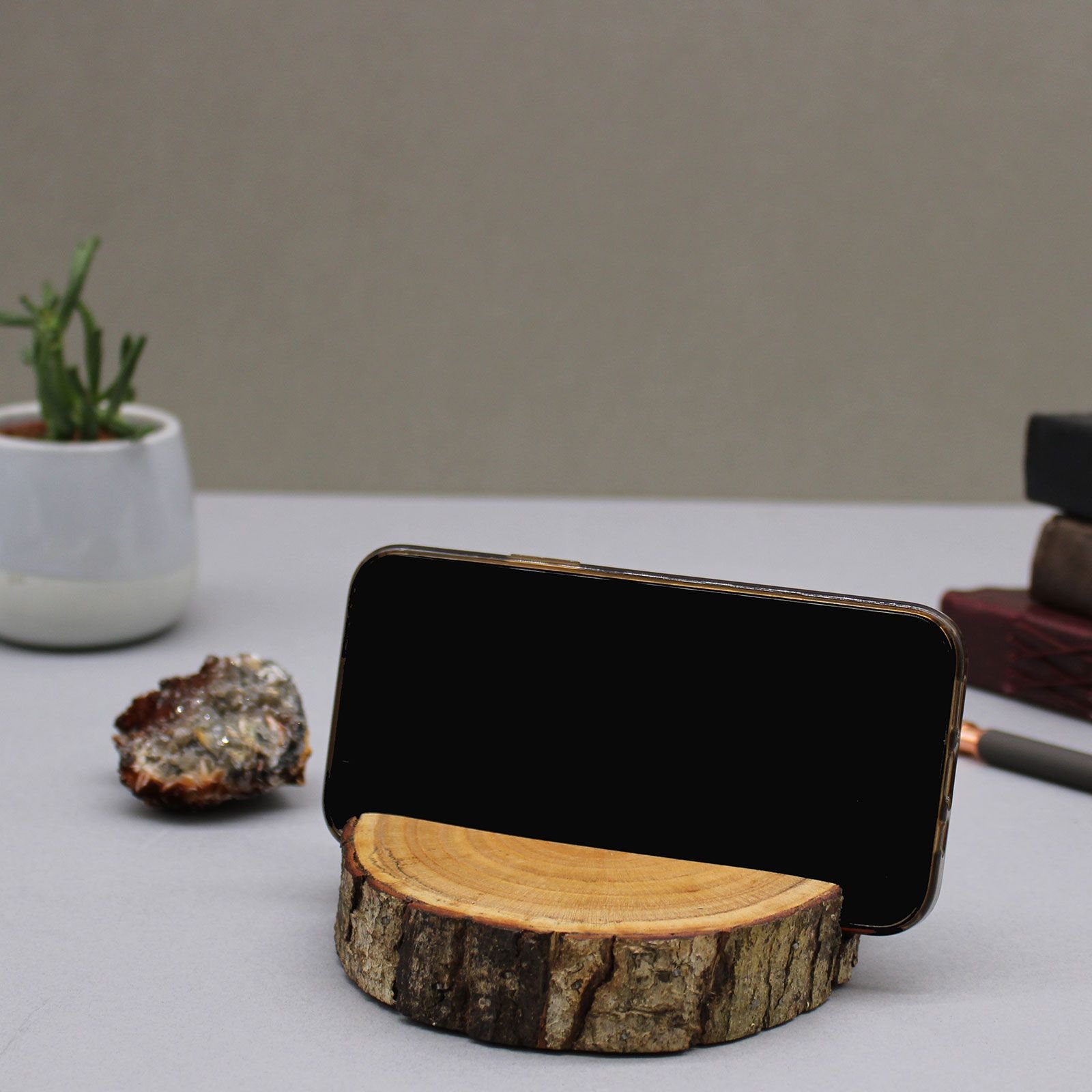 Small Log Phone Holder (full slice) - Natural - Imagen 7