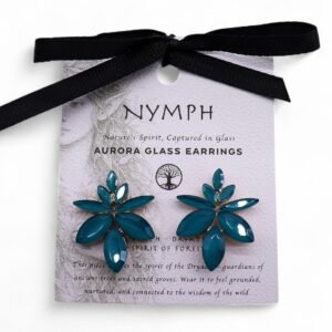 Pendientes de Cristal Vintage - Flores - Verde Turquesa