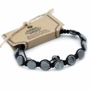 Pulsera Magnética Shamballa de Hematita - Círculos Planos