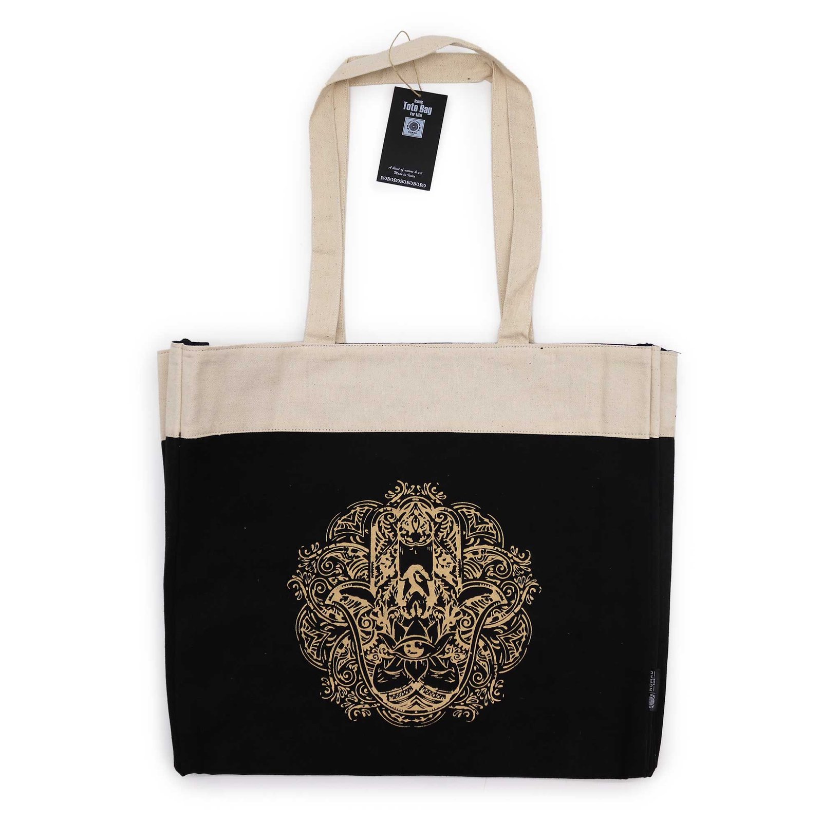 Bolso Tote Extragrande Chocolate Lavado a la Piedra 14 oz - Mano de Fátima de la Libertad - Imagen 3