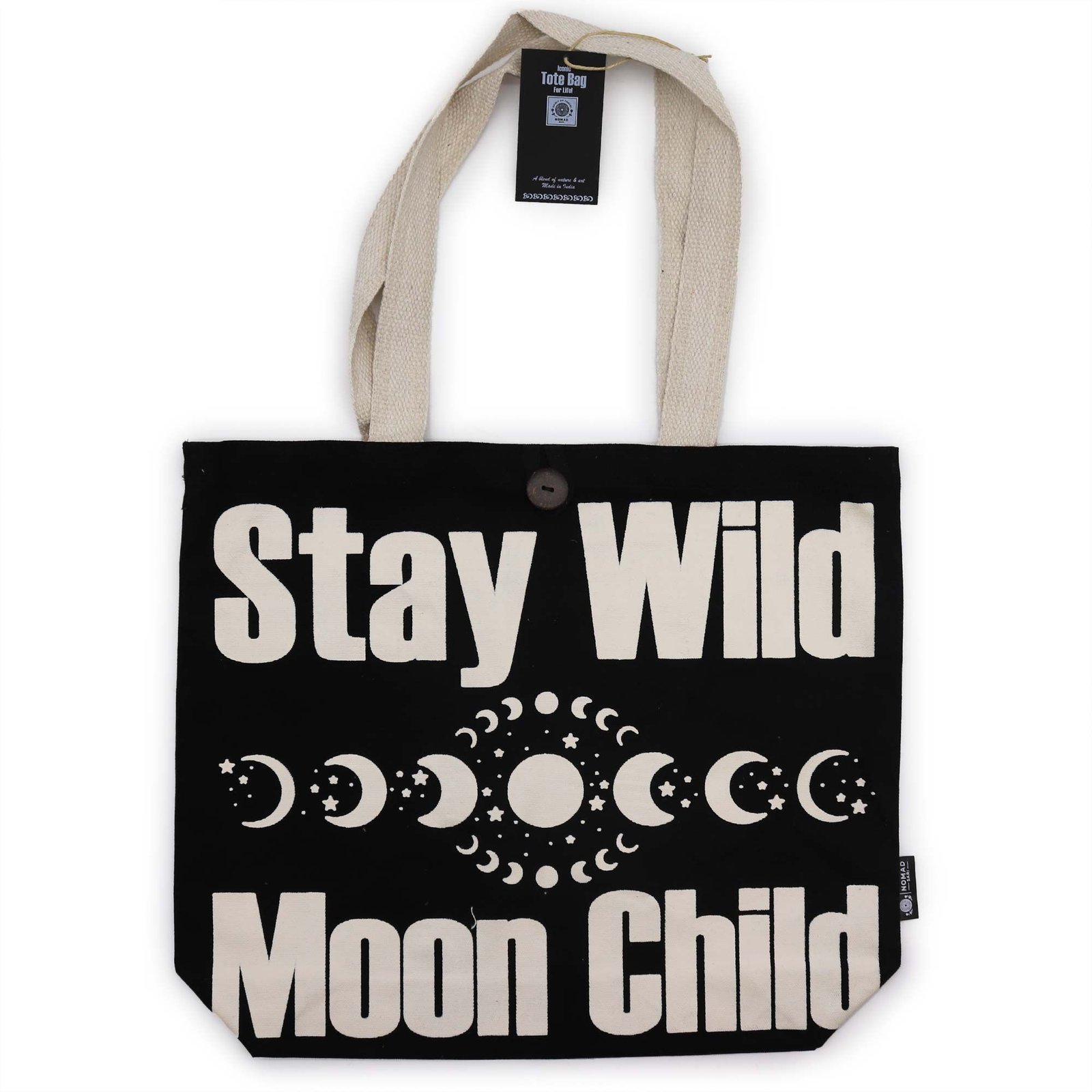 Bolso Básico Icónico - Mantente salvaje, niño con ánimo - Negro natural 10 oz (36 x 43 x 10 cm) - Imagen 3