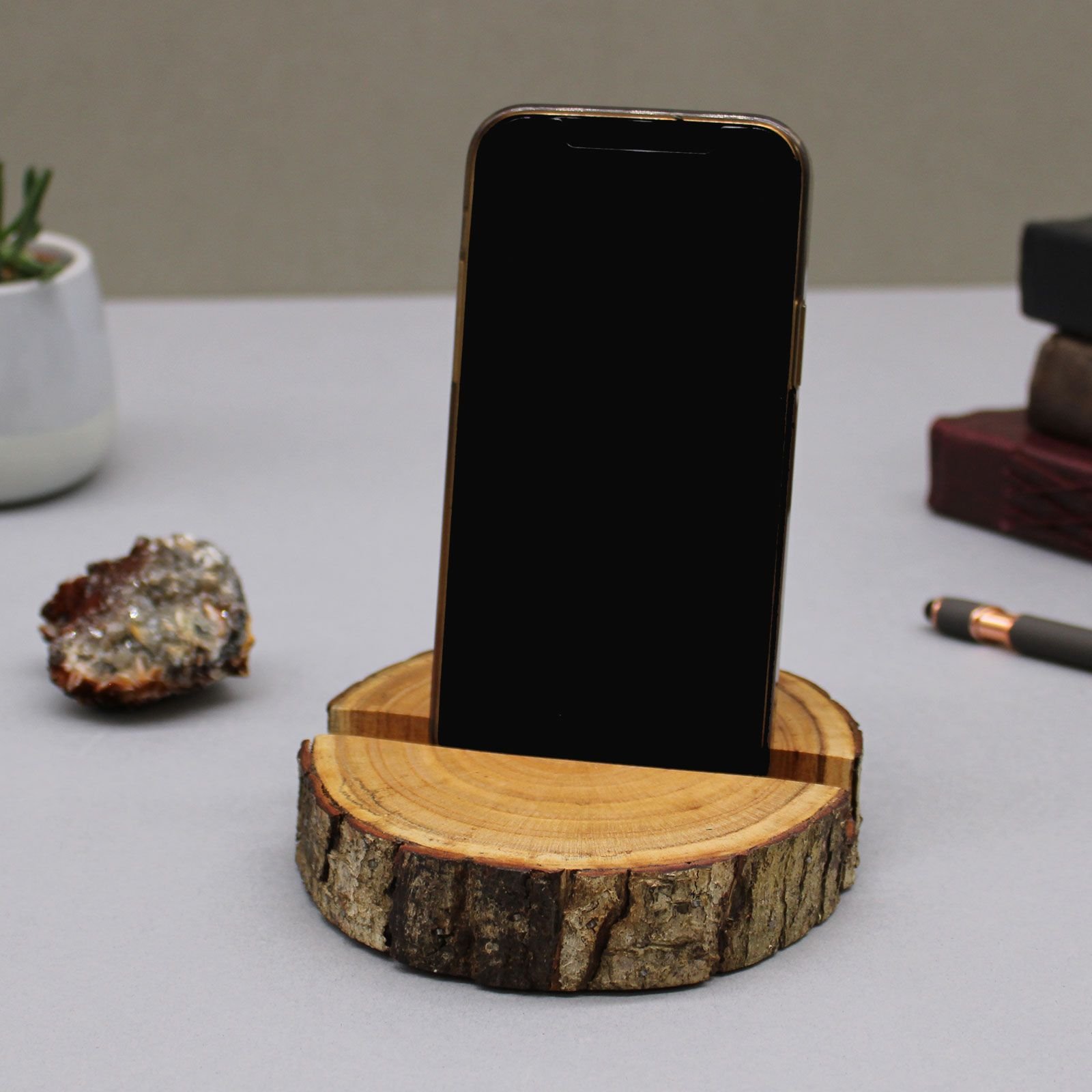 Small Log Phone Holder (full slice) - Natural - Imagen 3