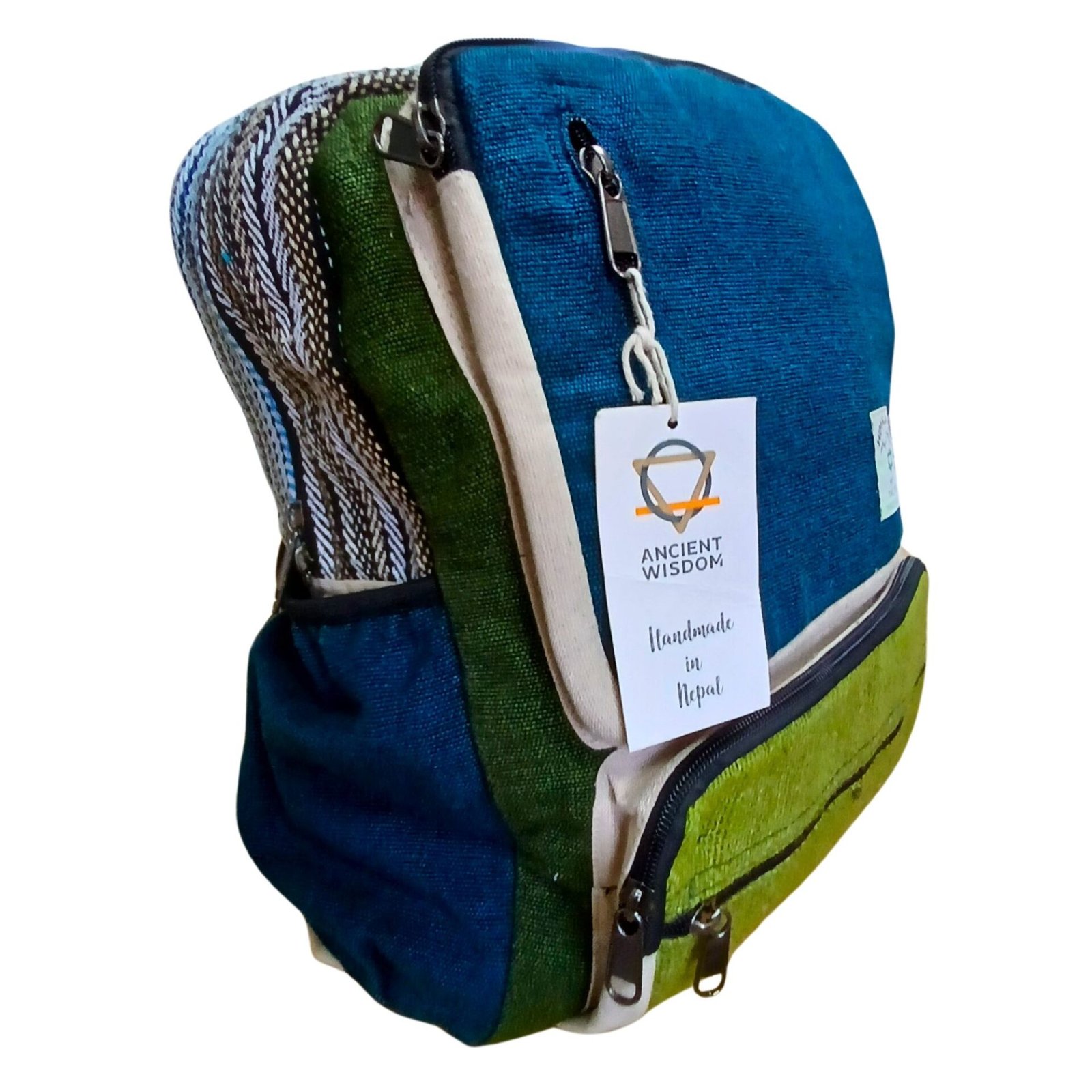 Mochila grande de cáñamo - Teal & Sage - Imagen 2